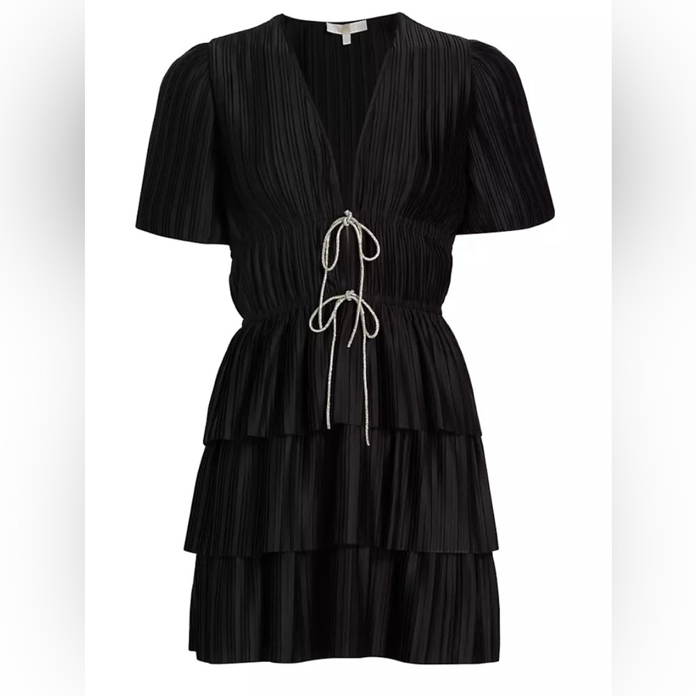 Wayf black tiered/pleated dress